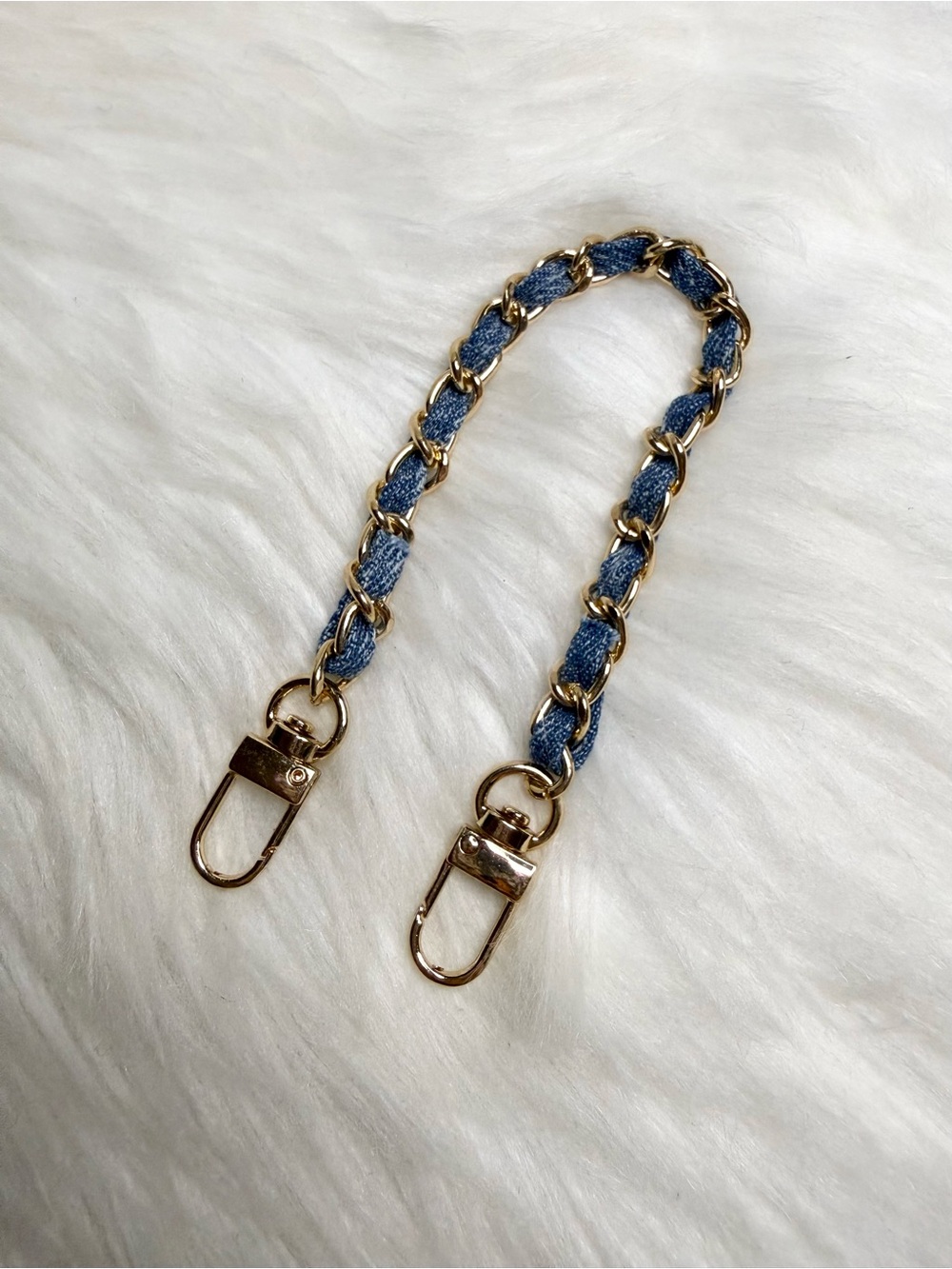 Bag Chain Strap Replacement wristlet Handbag Purse Pouch DIY 10” Denim Gold